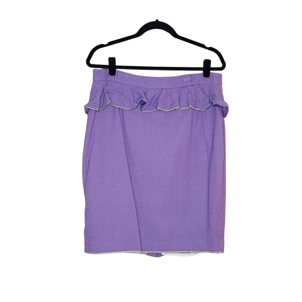 Treslise Cooper Size 16 Purple Wool Blend Frill Office Pencil Straight Skirt - Picture 1 of 4